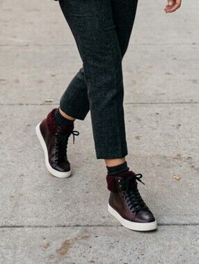 TOPSHOP High Top Fleece Trim Sneakers Women's 9.5